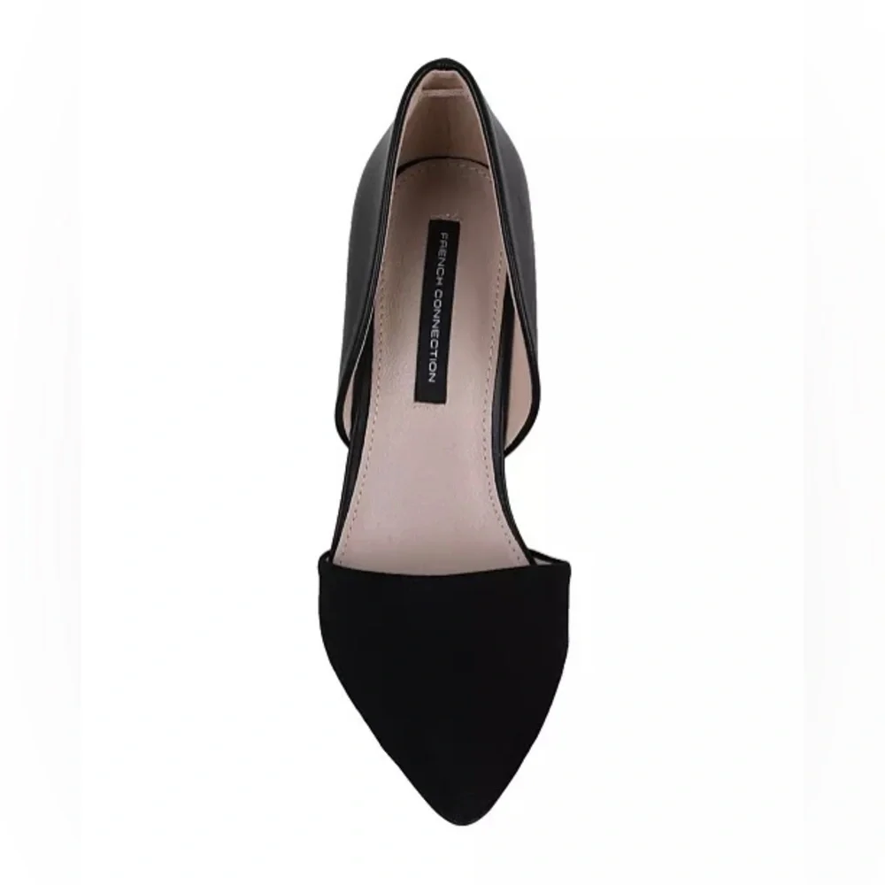 French Connection Women’s Pointy D’orsey Heels Size 10 Black Leather Cocktail